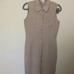 Geoffrey Beene Beige Sleeveless Midi Dress